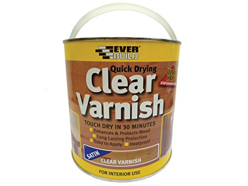 Everbuild EVBWVARCLS02 250 ml Quick Dry Wood Varnish - Satin Clear_P