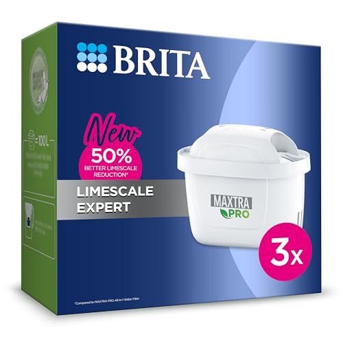 BRITA MAXTRA PRO Limescale Expert Water Filter Cartridge 3 Pack - Original BRITA refill for ultimate appliance protection, reducing impurities, chlorine and metals