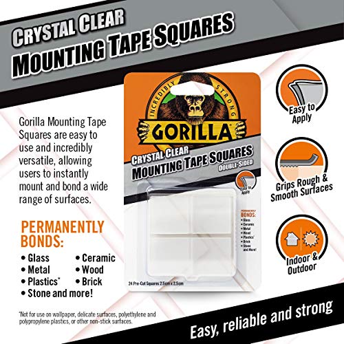 Gorilla Mounting Tape Squares Crystal Clear