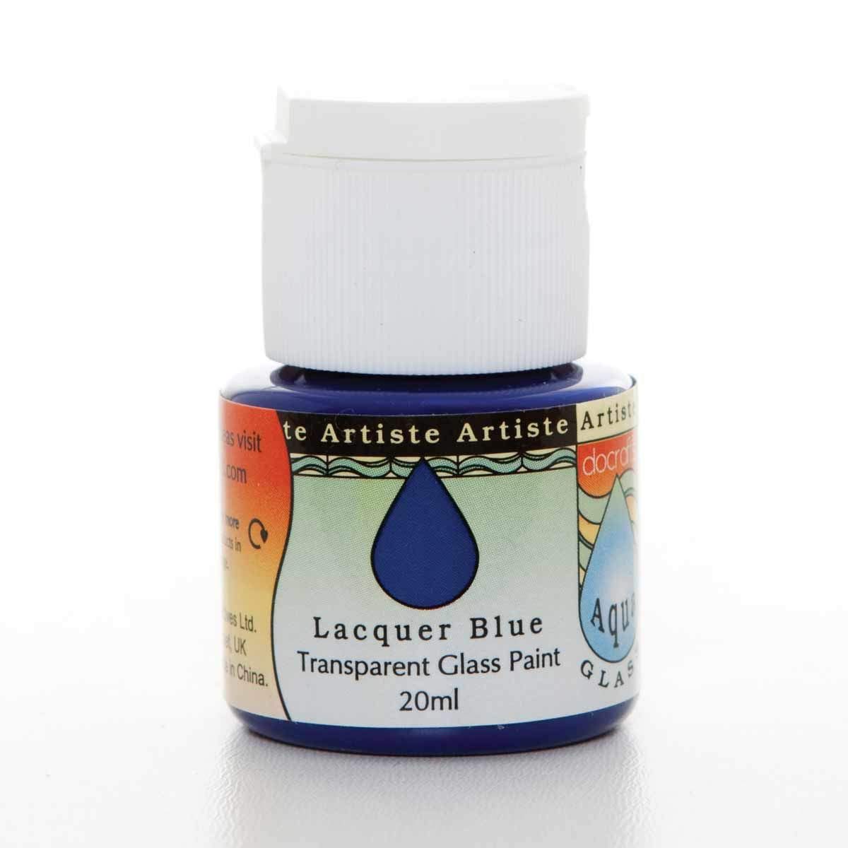 Artiste 20 ml Aquaglass Transparent Glass Paint, Lacquer Blue