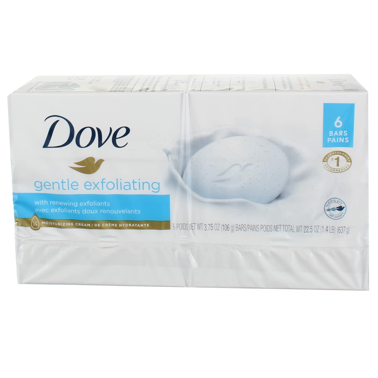 Dove Gentle Exfoliating Moisturizing Cream Beauty Bar 6 x 120g
