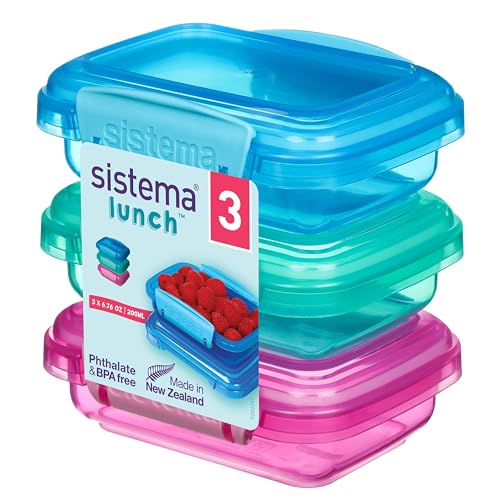 Sistema Lunch Food Storage Containers | 400 ml | Small Snack Pots | BPA-Free Plastic | Assorted Colours | 3 Count