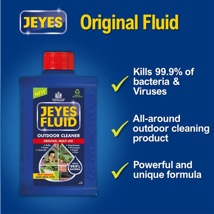Jeyes Fluid Outdoor Cleaner & Disinfectant for Paths, Patios, Driveways, Pet Housing & Unblocking Drains
