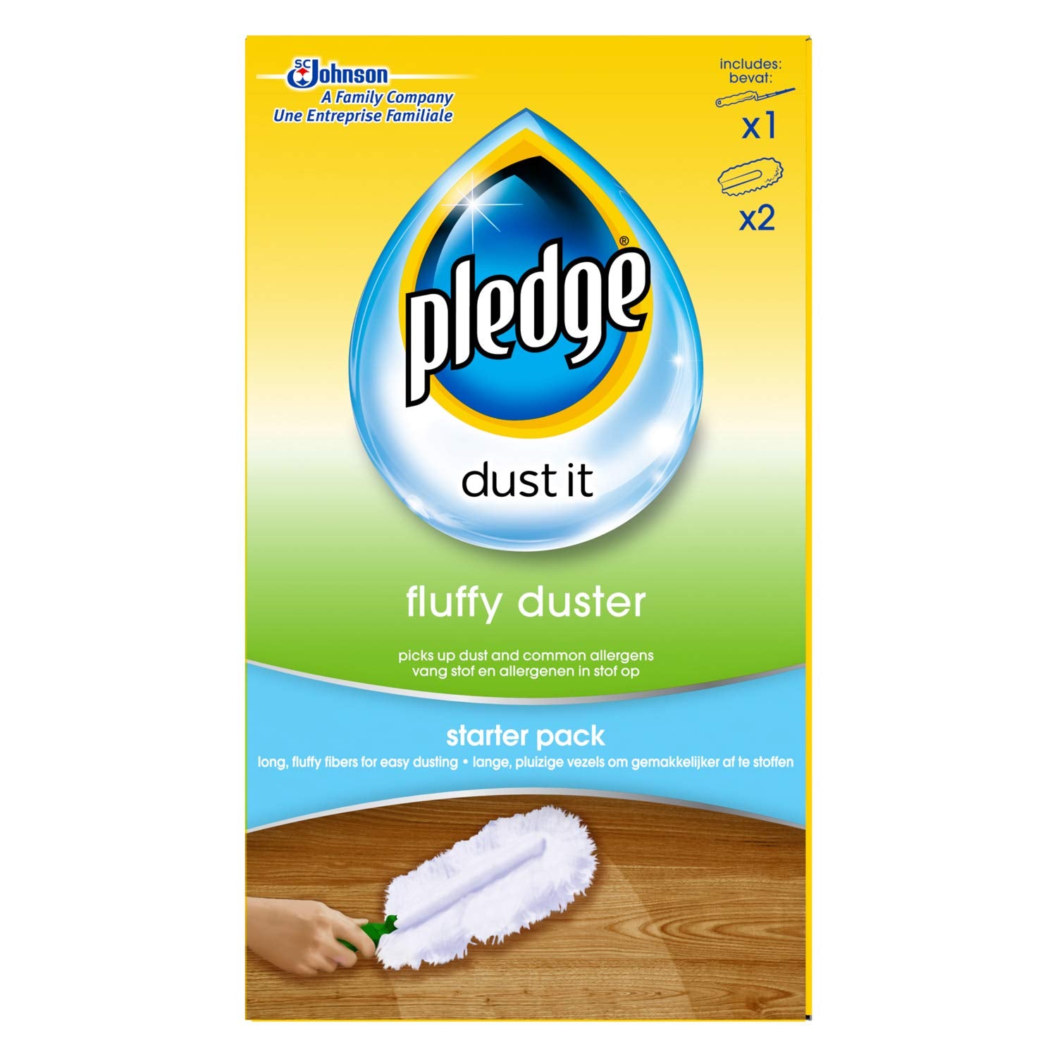Pledge Dust It Fluffy Duster Starter Pack 1 Handle & 2 Refills