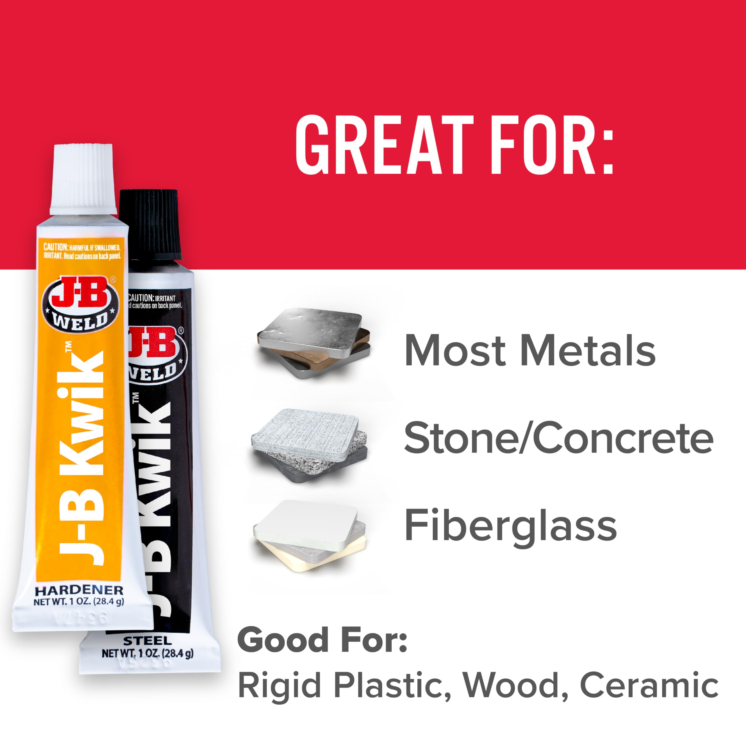 J-B Weld 8276 Kwikweld Twin Tube Quick Setting Steel Reinforced 2 Part Epoxy adhesive for Repair, Dark Grey, Two 1 oz tubes