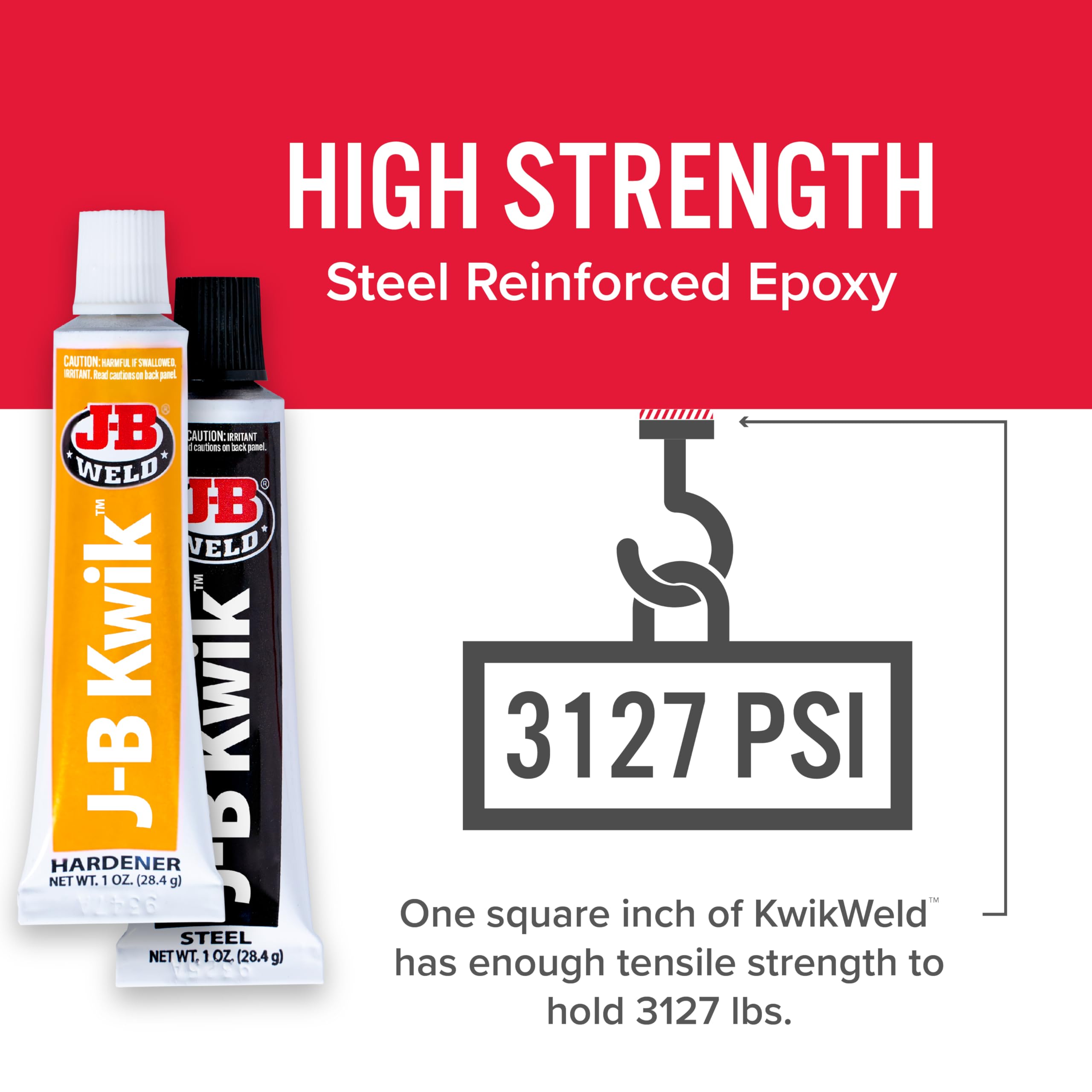 J-B Weld 8276 Kwikweld Twin Tube Quick Setting Steel Reinforced 2 Part Epoxy adhesive for Repair, Dark Grey, Two 1 oz tubes