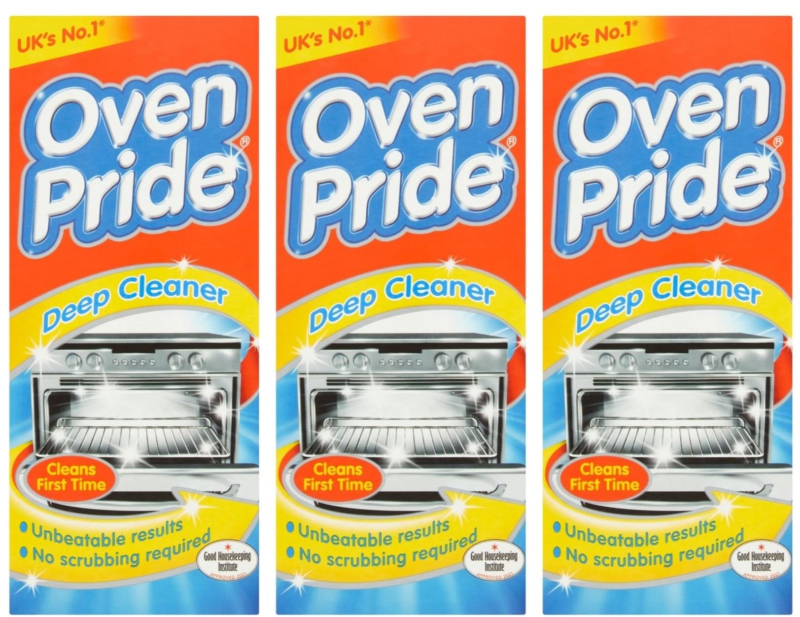 3 X Oven Pride Complete Oven Cleaning Kit 500ml Includes Bag for Cleaning Oven Racks