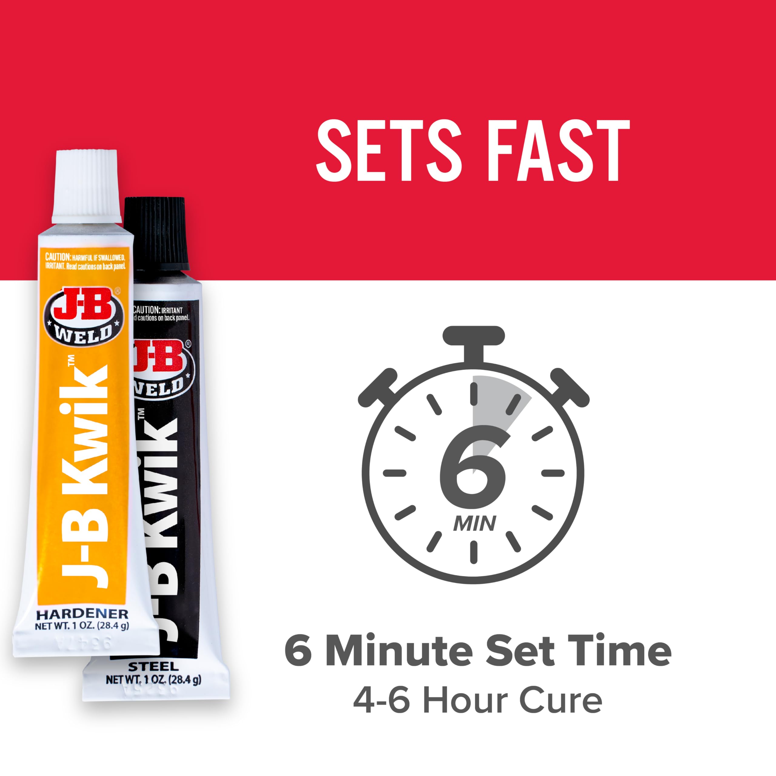 J-B Weld 8276 Kwikweld Twin Tube Quick Setting Steel Reinforced 2 Part Epoxy adhesive for Repair, Dark Grey, Two 1 oz tubes