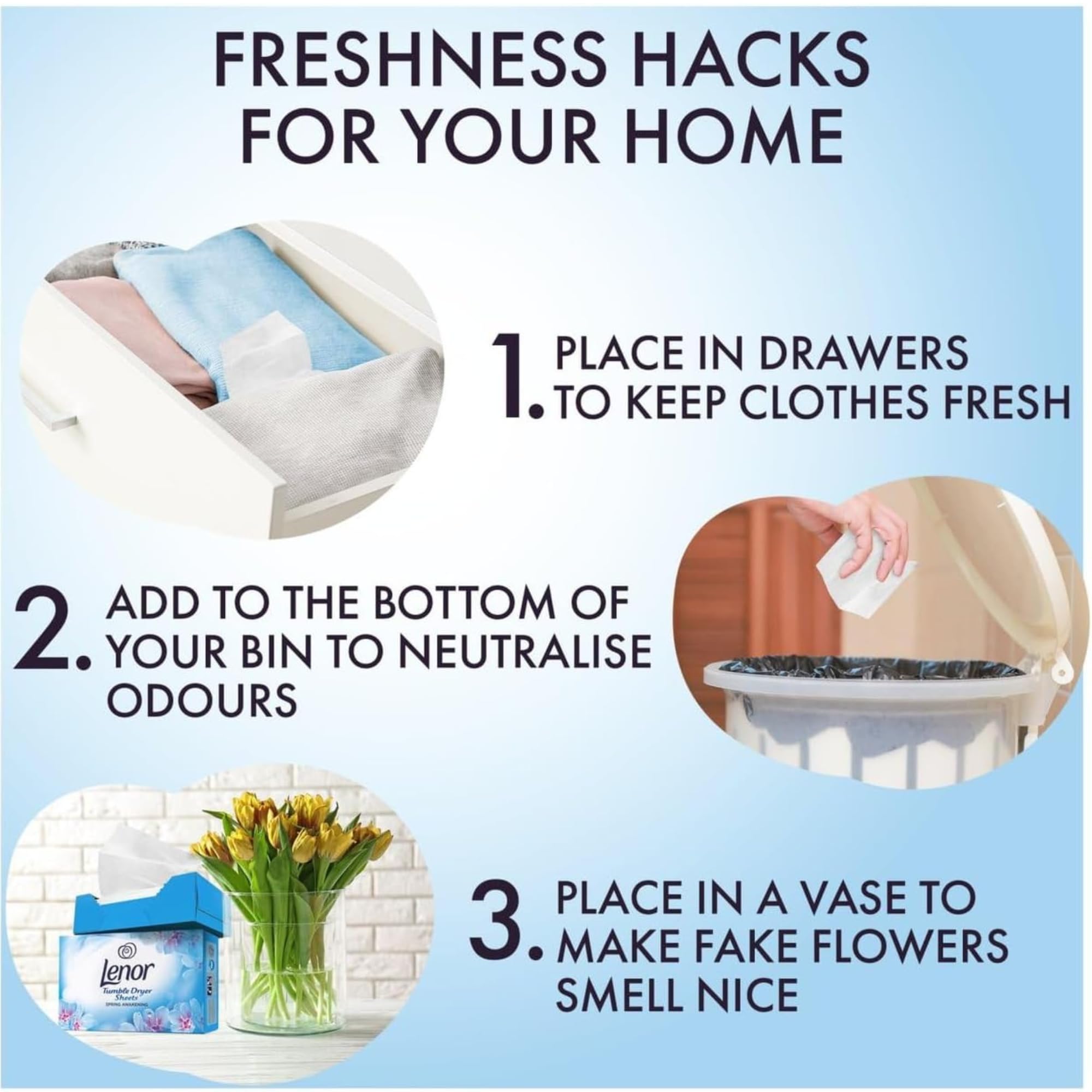 Lenor Tumble Dryer Fabric Conditioner Sheets Spring Awakening, Pack of 2 x 34 Sheets