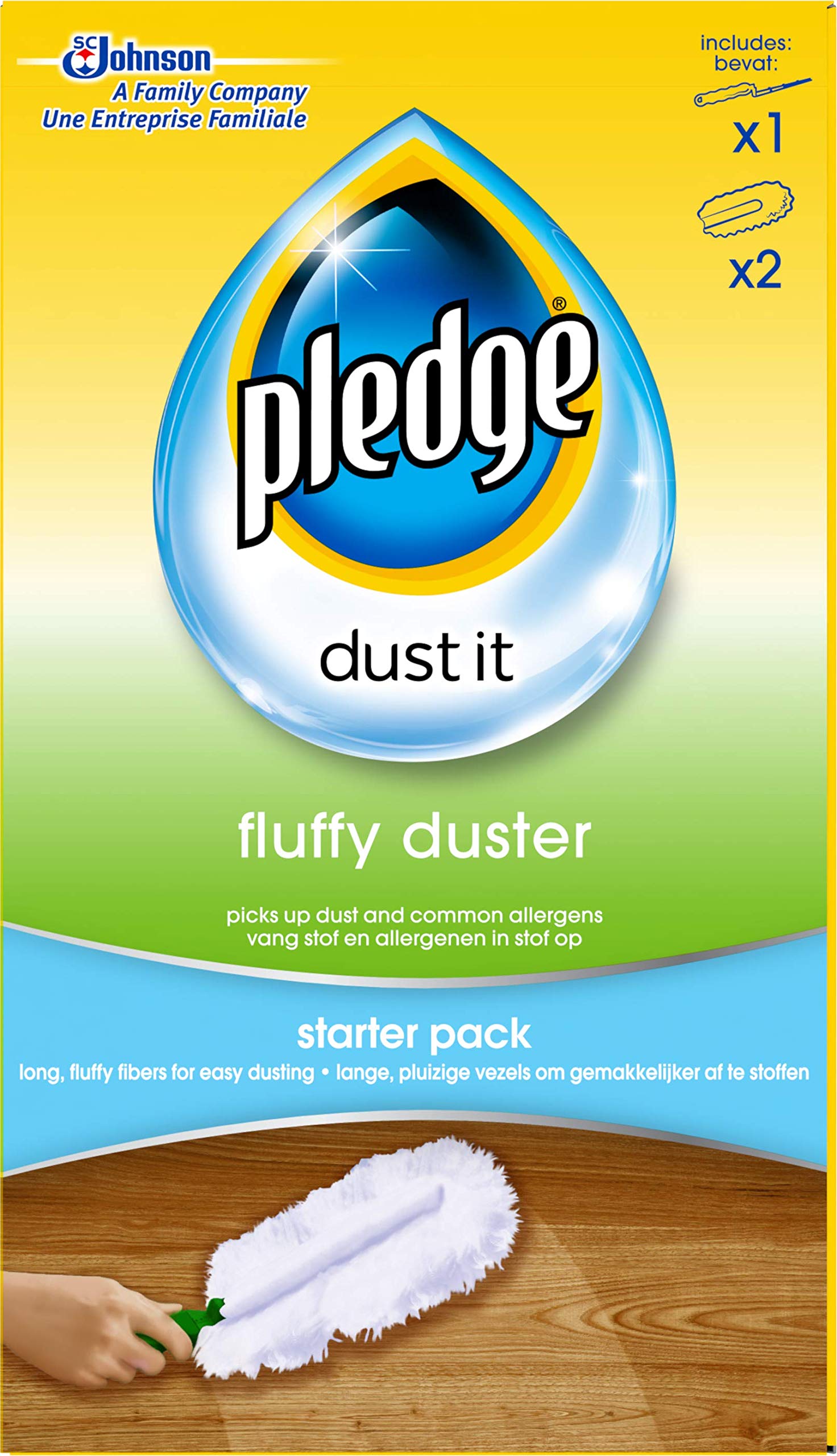 Pledge Dust It Fluffy Duster Starter Pack 1 Handle & 2 Refills