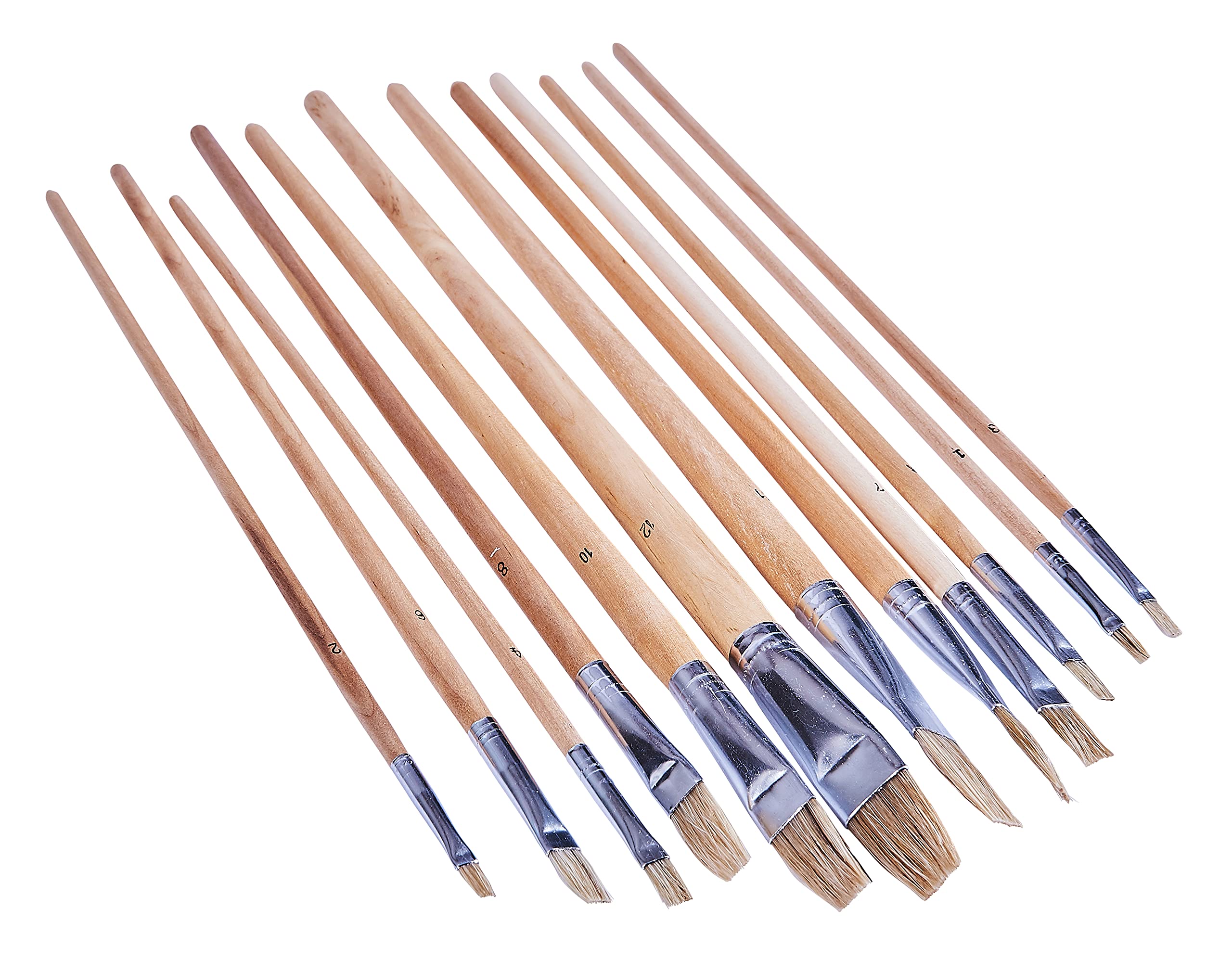 Amtech S4145 12 Piece flat tip art brush set