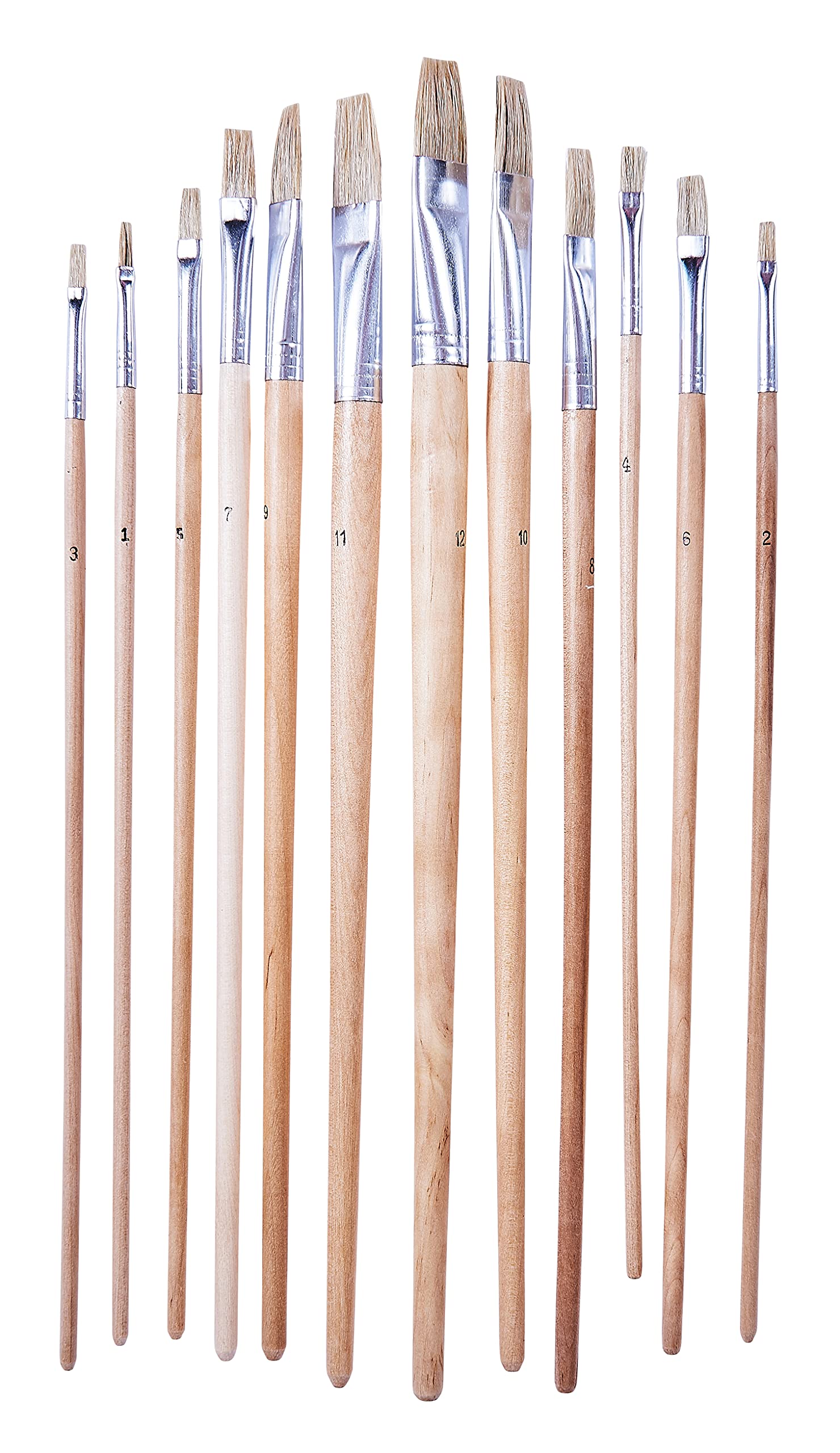 Amtech S4145 12 Piece flat tip art brush set