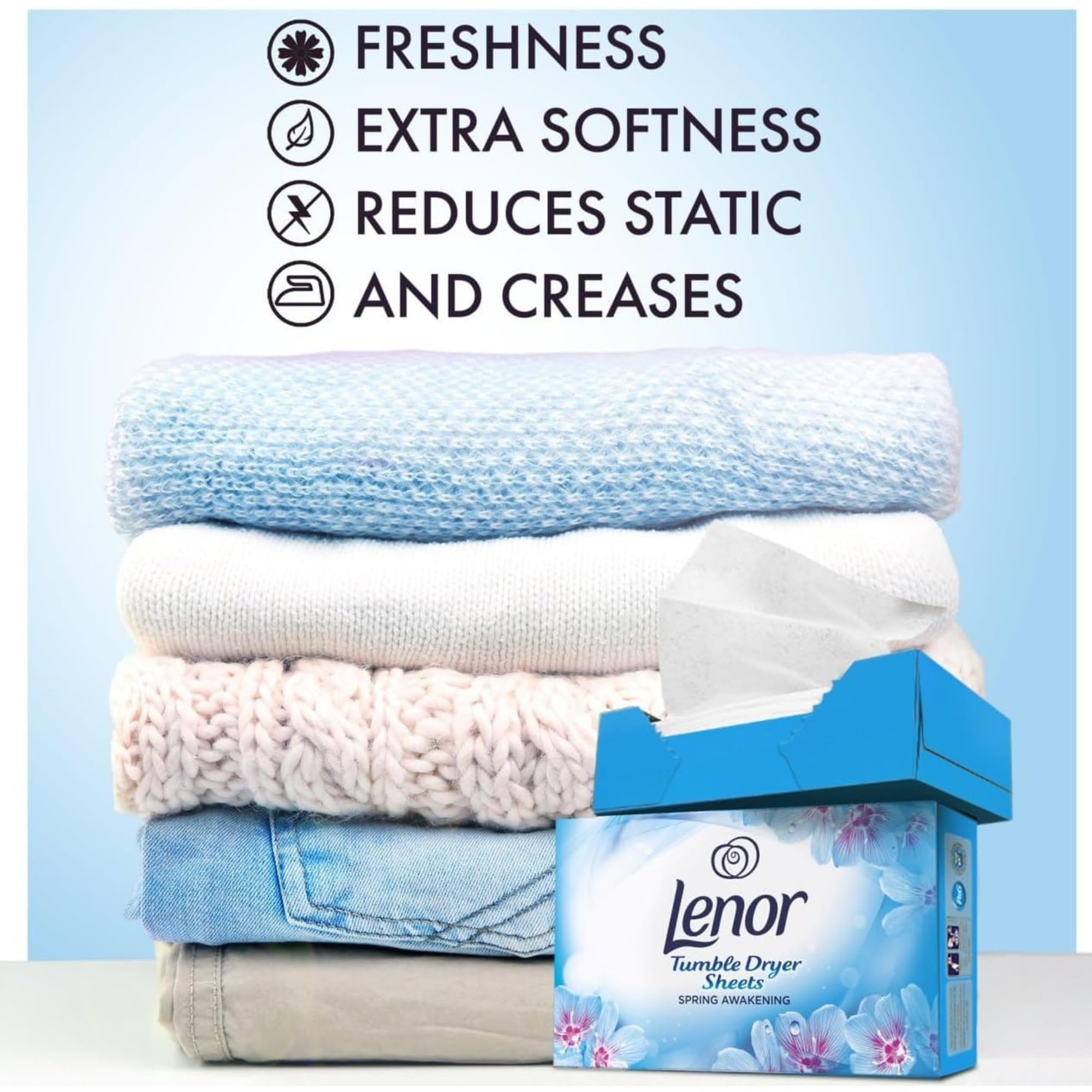 Lenor Tumble Dryer Fabric Conditioner Sheets Spring Awakening, Pack of 2 x 34 Sheets