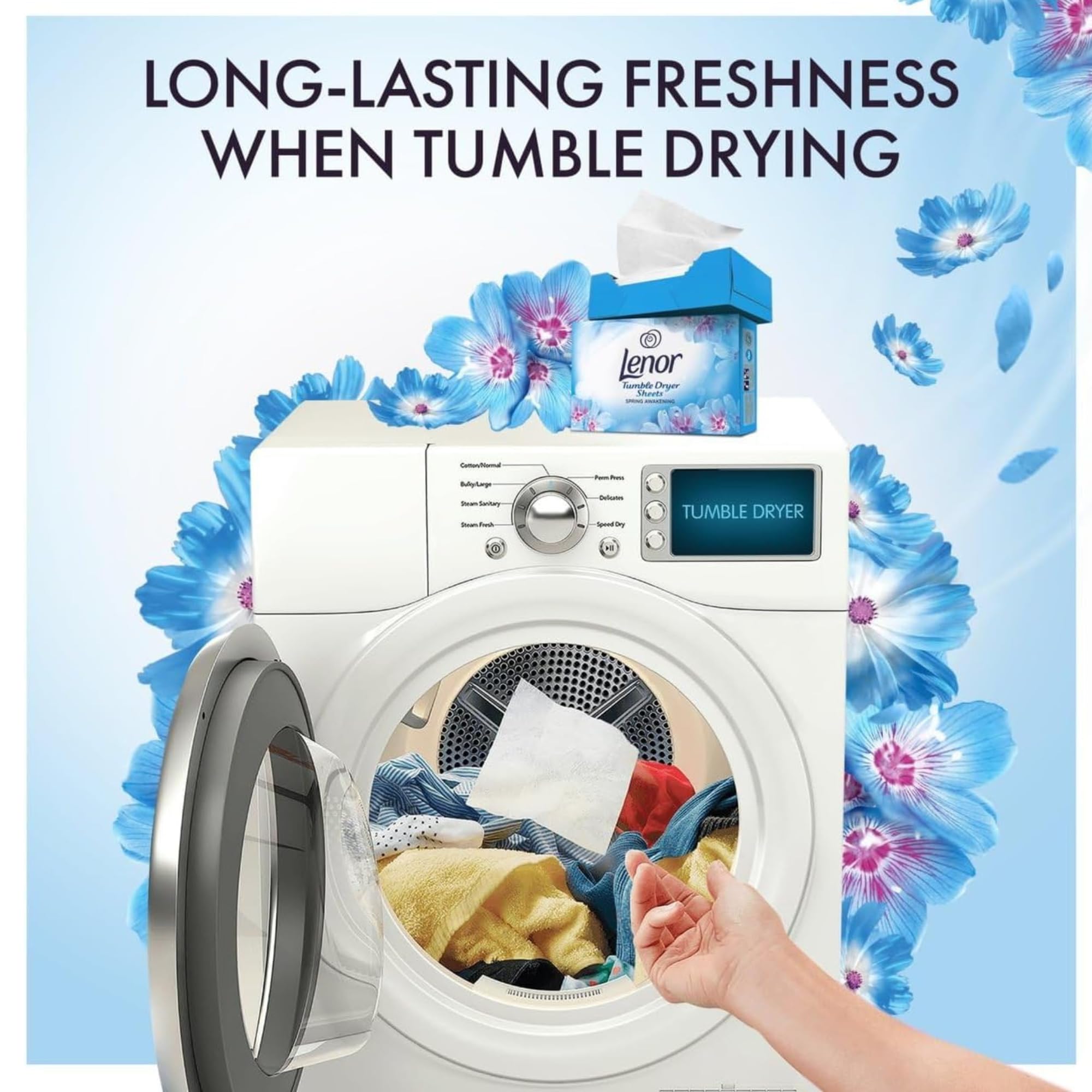 Lenor Tumble Dryer Fabric Conditioner Sheets Spring Awakening, Pack of 2 x 34 Sheets