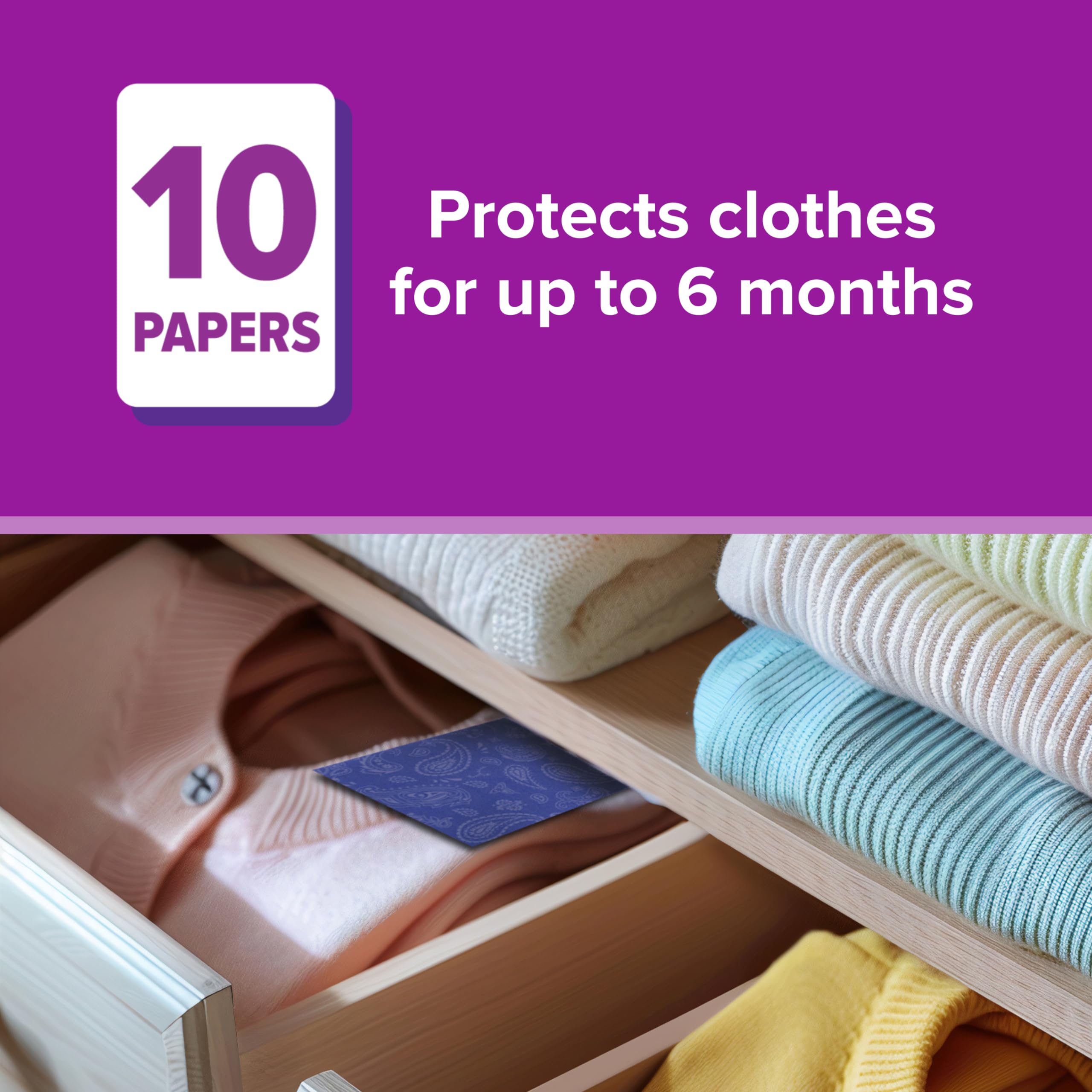 Acana Hanging Moth Killer Papers - Pack of 10 - Fragrance - Free, High Performance for Drawers, Wardrobes and Storage - Protects Clothing & Bedding - Long Lasting, Each Paper Lasts 6 Months