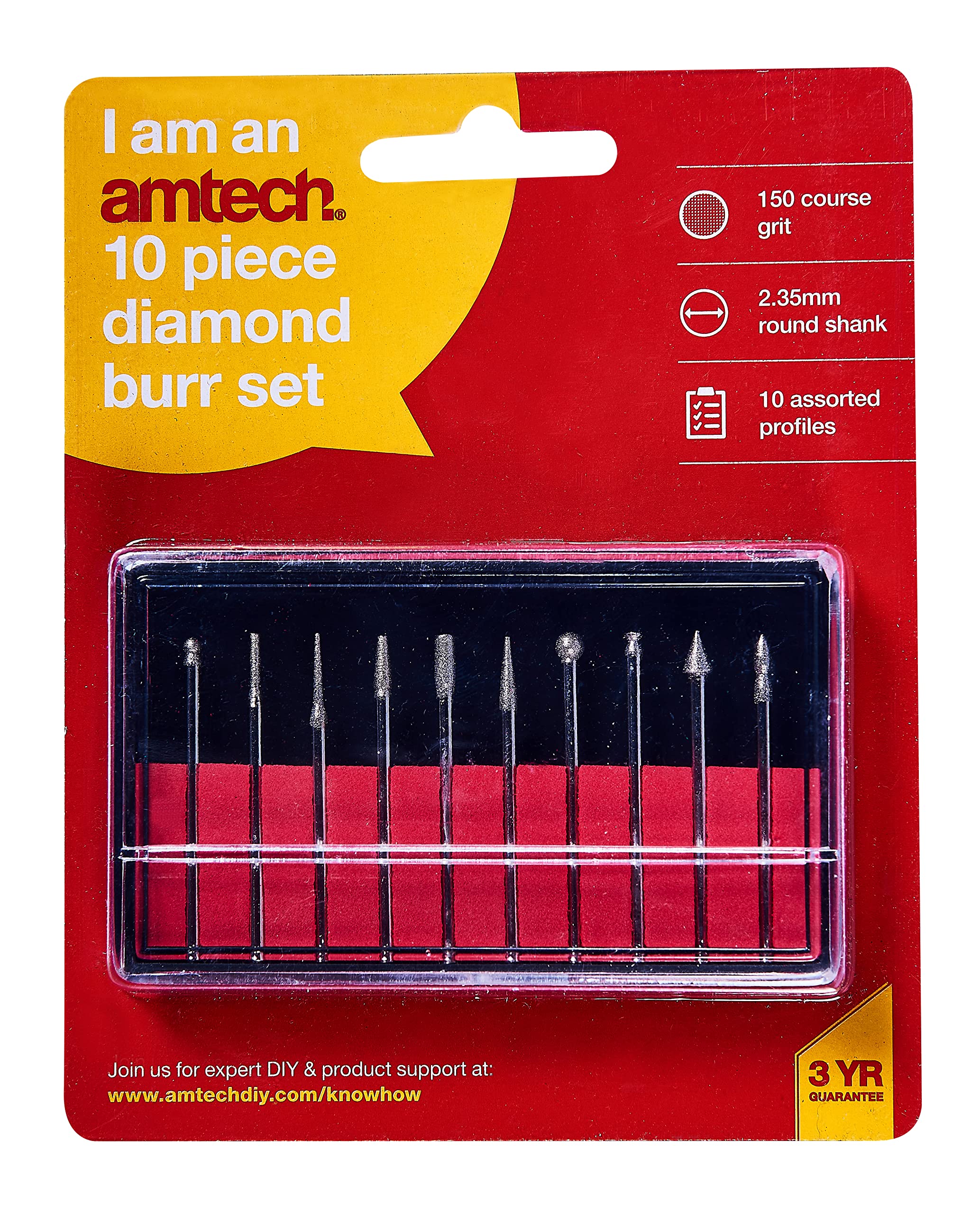 Amtech F0976 10 Piece Diamond Burr Set