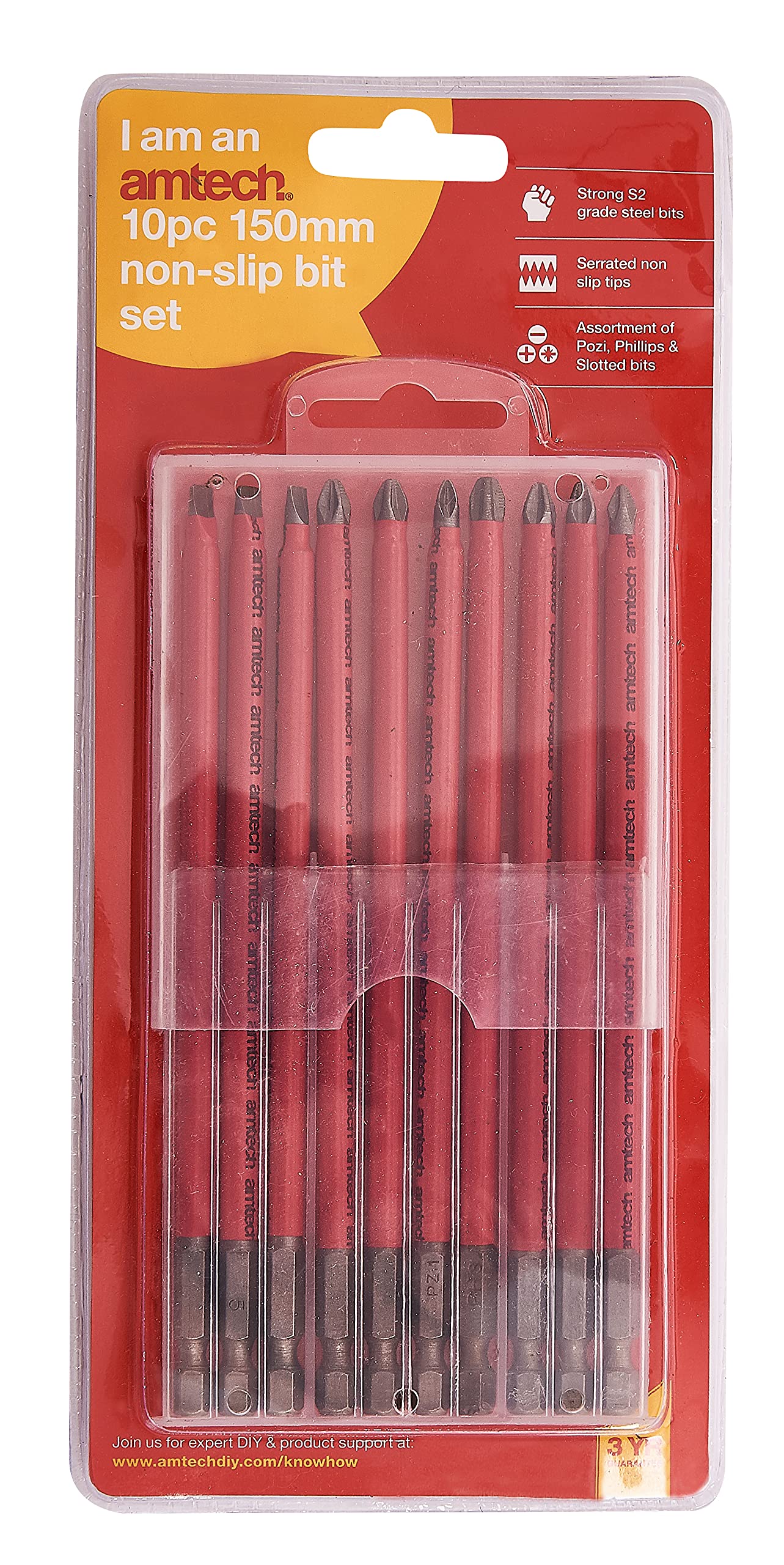 Amtech L2380 10 Piece 150mm Non-Slip bit Set