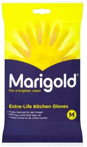 Marigolds Unisex Marigold-gloves-medium Marigold Extra Life Kitchen Gloves Medium 2 Pairs, Yellow, M Pack of UK