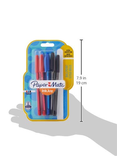 Paper Mate Inkjoy, 100 Ballpoint Pen, Assorted (Pack of 8),Black - Bargain Genie