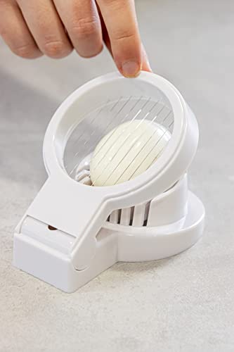 KitchenCraft Egg Slicer, Multifunctional Egg Cutter, Plastic with Stainless Steel Wire, 12 x 9 x 4 cm, White - Bargain Genie
