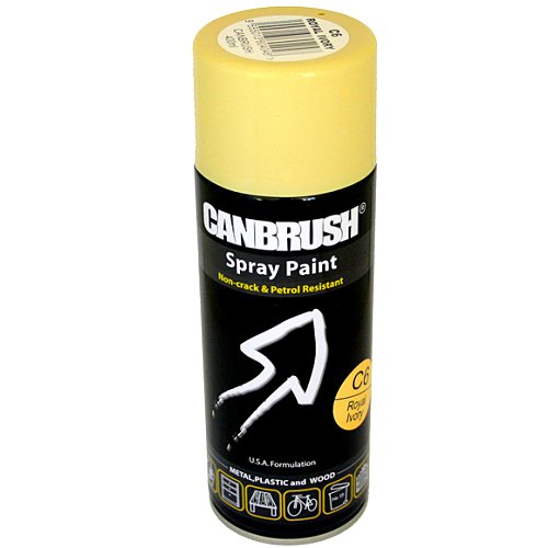 Canbrush ROYAL IVORY WHITE Spray Paint Auto Diy Purpose Colour Aerosol Can C6 - Bargain Genie
