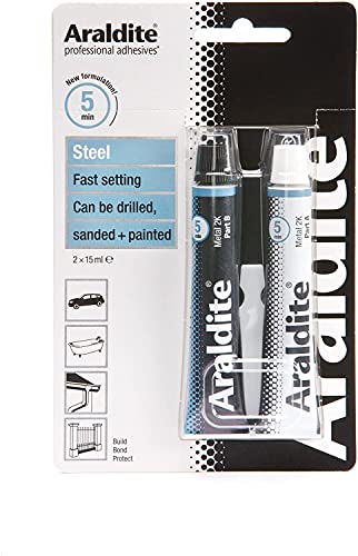 Araldite 2-Part Steel Epoxy Resin Glue Strong, Fast Setting Metal to Metal Glue. Usable for Ceramic, Wood and Glass Glue For Durable Bonding & Repairs 15ml