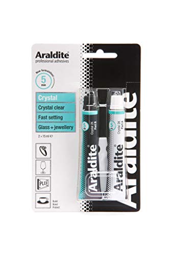 Araldite Rapid Adhesive Crystal Glue For Ceramic Glass & Jewellery 2 X 15ml Tubes