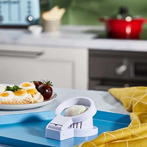 KitchenCraft Egg Slicer, Multifunctional Egg Cutter, Plastic with Stainless Steel Wire, 12 x 9 x 4 cm, White - Bargain Genie