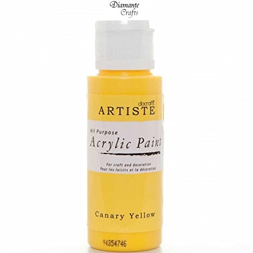 Docrafts Artiste Arcylic Paint All Purpose - 59ml / 2oz - Choose from 60 Colours (Canary Yellow) - Bargain Genie