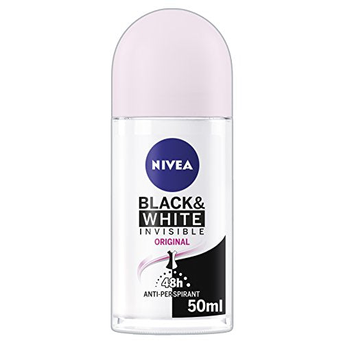 NIVEA Black & White Invisible Original Anti-Perspirant Deodorant Roll On Pack of 6 (6 x 50ml) 48hr Deodorant for Women Anti-Stain Womens Anti-Perspirant Roll On - Bargain Genie