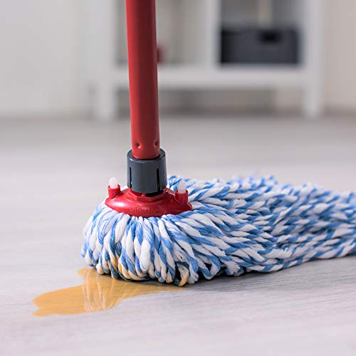Vileda SuperMocio Microfibre and Cotton Mop with Extra Refill, Red - Bargain Genie