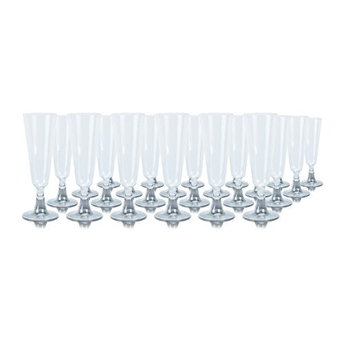 24 Clear Plastic Champagne Flutes/Glasses 150mlP