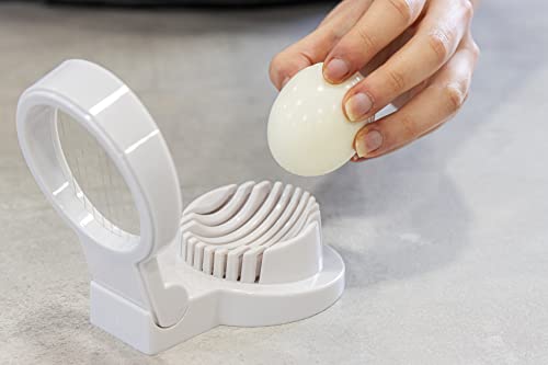 KitchenCraft Egg Slicer, Multifunctional Egg Cutter, Plastic with Stainless Steel Wire, 12 x 9 x 4 cm, White - Bargain Genie