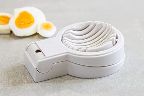KitchenCraft Egg Slicer, Multifunctional Egg Cutter, Plastic with Stainless Steel Wire, 12 x 9 x 4 cm, White - Bargain Genie