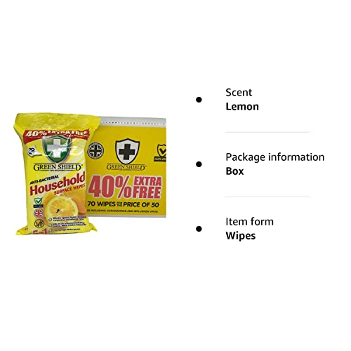 Greenshield Antibac Household Surface Wipes Box,70 Wipes Each 70 (Box Of 12)