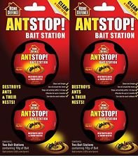 2 x Home Defence Ant Stop Bait Station Pre-Baited Kills Ants & Nests 4 TRAPS