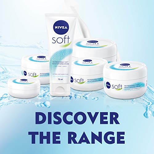 NIVEA Soft Pack of 2 Moisturising Cream for Face Body and Hands with Vitamin 4 x E Jojoba Oil Intensive Everyday Moisturiser