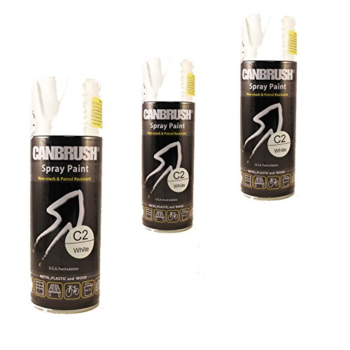 3 x CANBRUSH Gloss White C2 Spray Paint For Metal Plastic & Wood 400ML - Bargain Genie