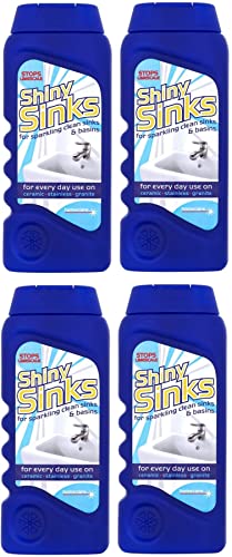 4 x Shiny Sinks Cleaner for Ceramic Stainless Granite Sinks & Basins 290ml - Bargain Genie