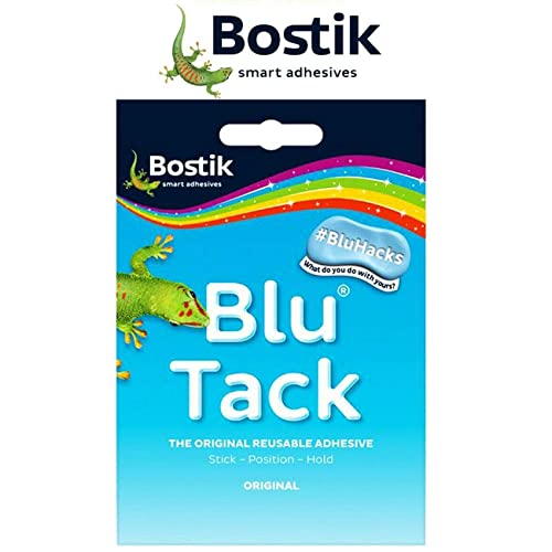 BLU TACK Original Bostik REUSABLE Sticky BLUE Adhesive HOME SCHOOL OFFICE Walls HACKS NO MARKS Safe Craft ART Clean Handy, Alternative To Pins & Tape, DIY Strong Hold Stretching Stick Position Pulling UK FREE P&P