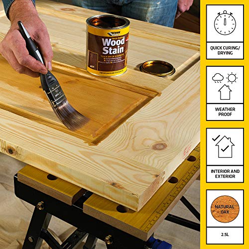 Everbuild EVBWSNO250 250 ml Quick Dry Wood Stain - Satin Natural Oak_P - Bargain Genie