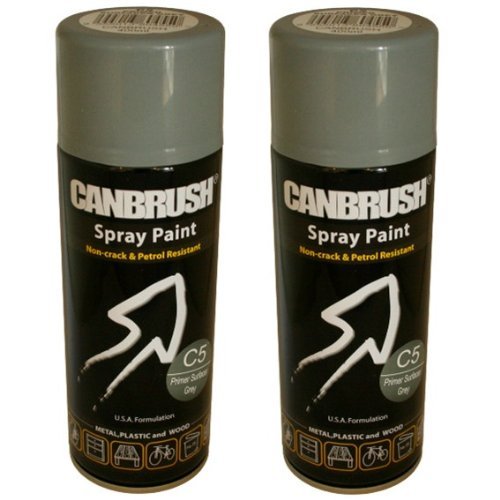 12 x CANBRUSH Spray Paint – for Metal Plastic & Wood 400ML – Primer Surfacer Grey
