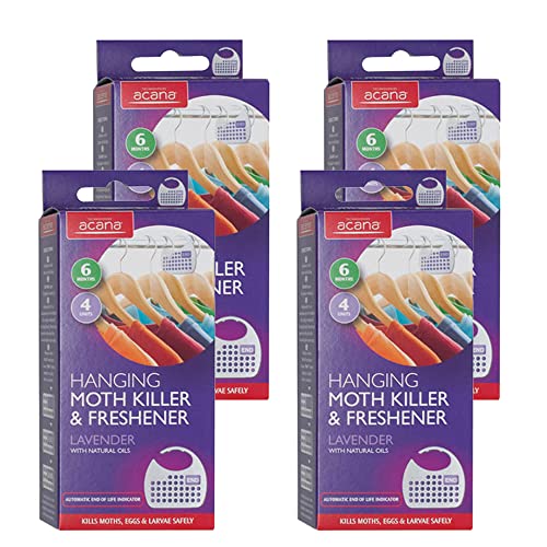 4x Acana 2675-1 Hanging Moth Killer and Lavender Freshener - White (Pack of 4)
