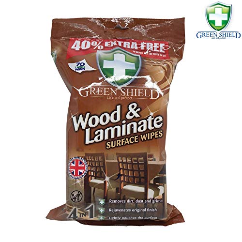 Green Shield Wood and Laminate Surface Cleaning Wipes 12x 70 Packs: Ideal for Wooden Furniture, Shelves and Wooden Floors: 840 Multipurpose Wipes in a Retail Ready Display and Dispense Box