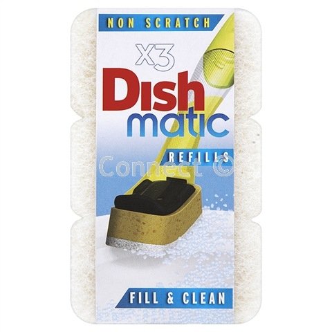 Dishmatique Non Scratch Replacement Heads Non Scratch 73% recyled content White 3 pack of non-scratch replacement heads for the Dishmatic handle. - - Bargain Genie