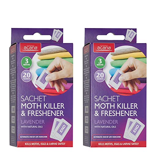Acana Pack of 40 Moth Killer & Freshener Sachets with Lavender Fragrance