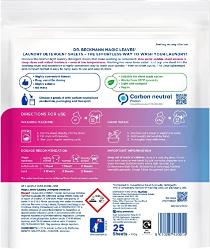Dr. Beckmann MAGIC LEAVES Laundry Detergent Sheets BIO