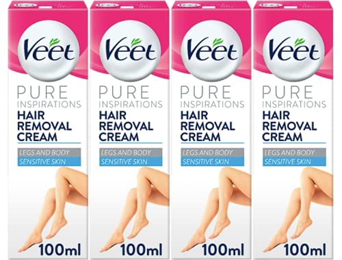 4 x 100ml Veet Hair Removal Cream for Legs & Body (Sensitive Skin) - Bargain Genie