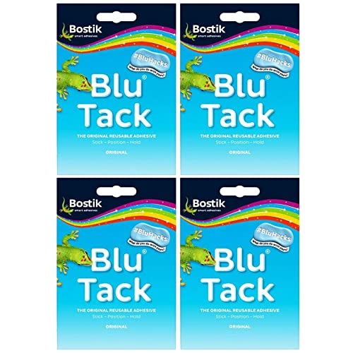 BLU TACK Original Bostik REUSABLE Sticky BLUE Adhesive HOME SCHOOL OFFICE Walls HACKS NO MARKS Safe Craft ART Clean Handy, Alternative To Pins & Tape, DIY Strong Hold Stretching Stick Position Pulling UK FREE P&P