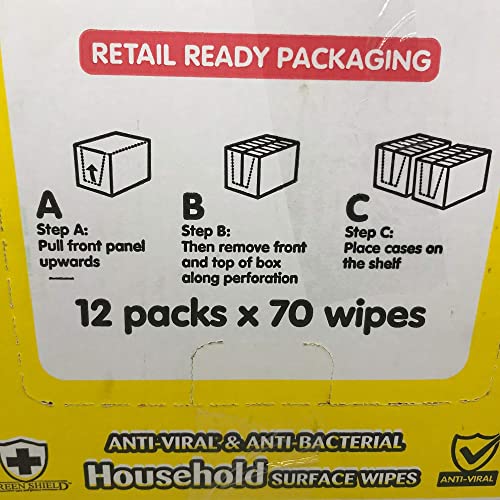 Greenshield Antibac Household Surface Wipes Box,70 Wipes Each 70 (Box Of 12)